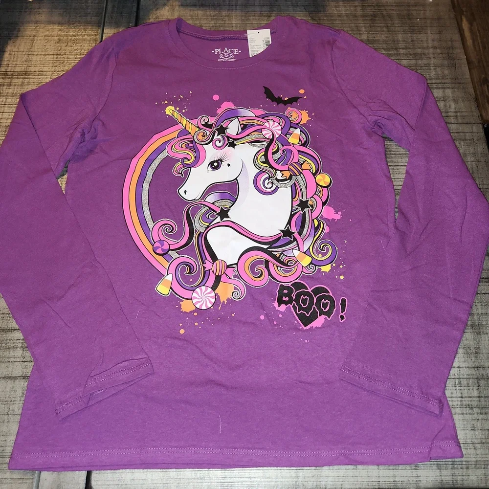 NWT The Children's Place Purple Unicorn Long Sleeve Tee